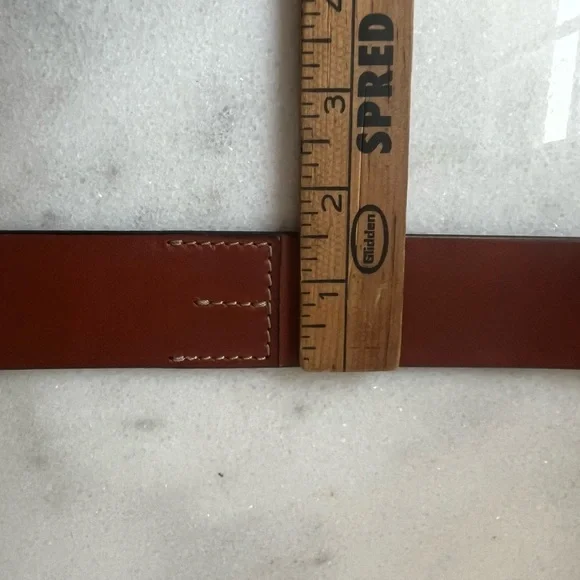 Frank Daniel Buckle Casual 1 1/2" wide Genuine Leather Belt Italy 39.5” Long - Picture 11 of 16